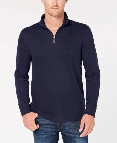 Translation missing: en.Club Room Men's Quarter-Zip French Rib Pullover Navy Blue-Small