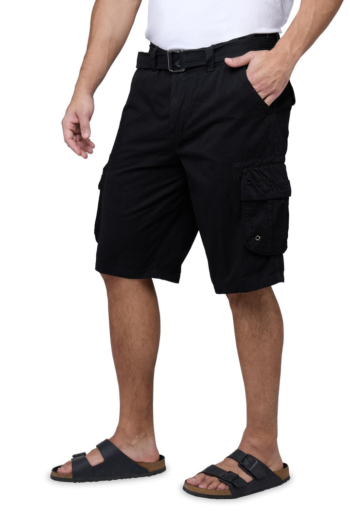 Translation missing: en.RAW X Men's Belted Classic Fit 12.5" Cotton Cargo Shorts Black-Size 38W
