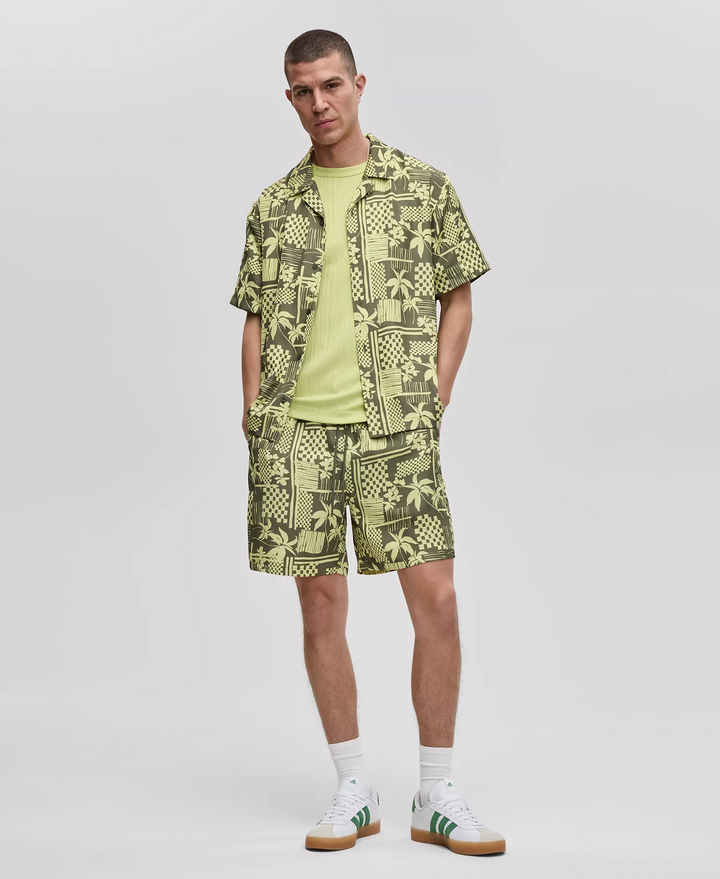 Translation missing: en.Mode Of One Mens Vacation Palm Woven Camp Shirt Wild Ivy Green-Large