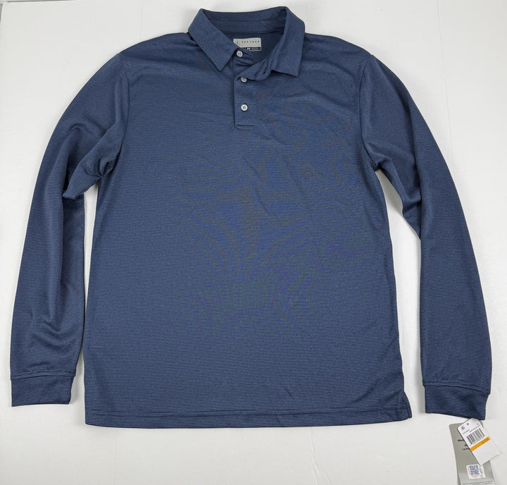 Translation missing: en.PGA Tour Long Sleeve Feeder Stripe Golf Polo Shirt DK Peacoat Htr-Small