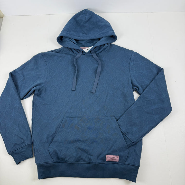 Translation missing: en.Scotch And Soda Geo Print Cotton Blend Hoodie Teal Blue-Size Small