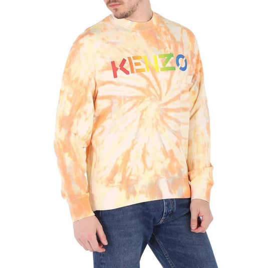 Translation missing: en.Kenzo Men's Cotton Tie Dyed Logo Print Classic Fit Crewneck Sweatshirt Peach-Sm