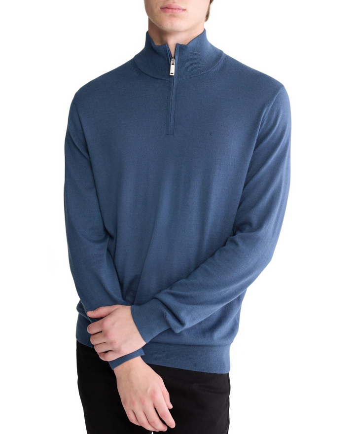 Translation missing: en.Calvin Klein Men's Poly Merino Wool Quarter-Zip Sweater Insignia Blue-Large