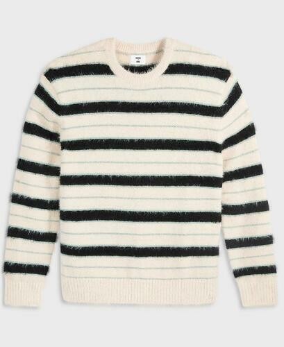 Translation missing: en.Mode of One Sweater Dark Ecru Men's Long-Sleeve Eyelash Stripe Relax Fit-Medium