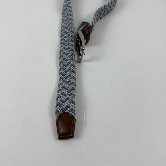 Translation missing: en.Perry Ellis Portfolio Men's Webbed Leather-Trim Belt - Light Blue - Small 30-32W