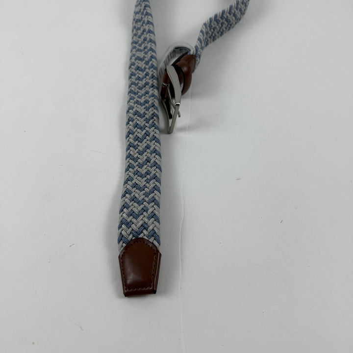 Translation missing: en.Perry Ellis Portfolio Men's Webbed Leather-Trim Belt - Light Blue - Small 30-32W