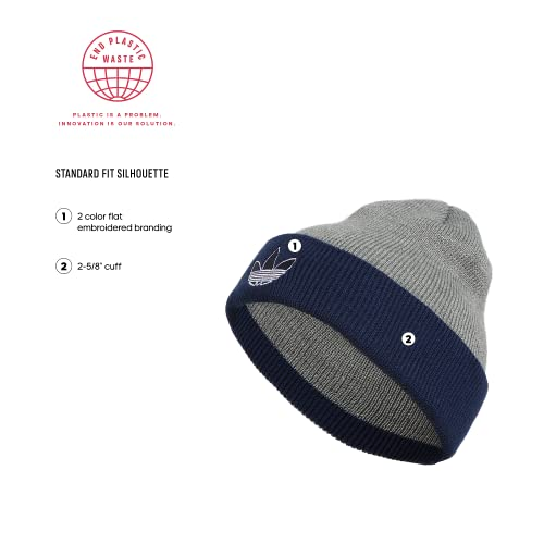 Translation missing: en.adidas Originals Unisex Sunday Cuff Beanie, Heather Grey Night Indigo Black, O/S