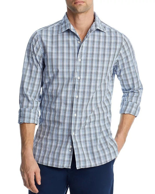 Translation missing: en.The Men's Store at Major Dept Store Casual Stretch Plaid Slim Shirt Blue-2XL