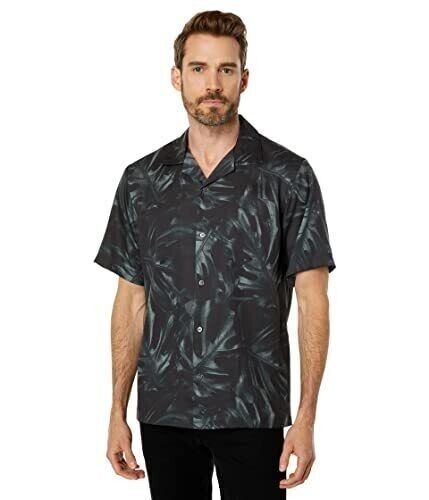 Translation missing: en.Theory Men's Noll Bold Palm Print Camp Collar Shirt in Balsam Multi M0479518-Med