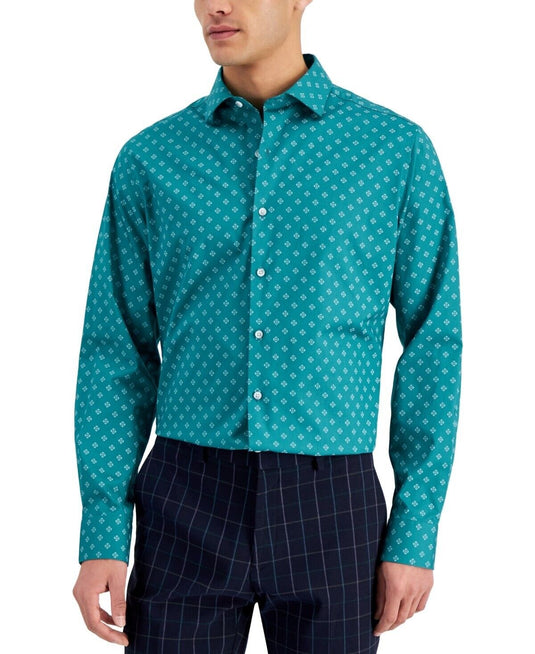 Translation missing: en.Bar III Men's Organic Cotton Slim Fit Medallion Dress Shirt Lt Green-S 14-14.5