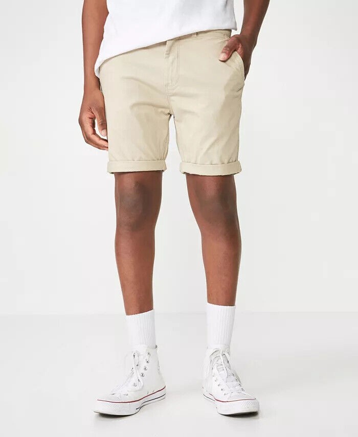 Translation missing: en.Cotton On Men - Washed Chino Short in Stone-Size 28