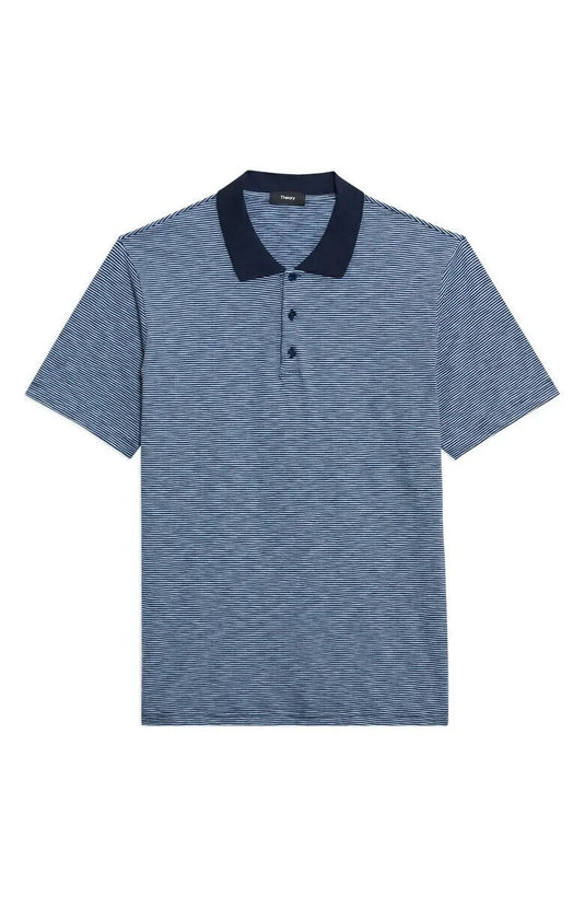 Translation missing: en.Theory Men's Bron Stripe Cosmos Slub Cotton Polo in ORY Baltic/Heron-Medium