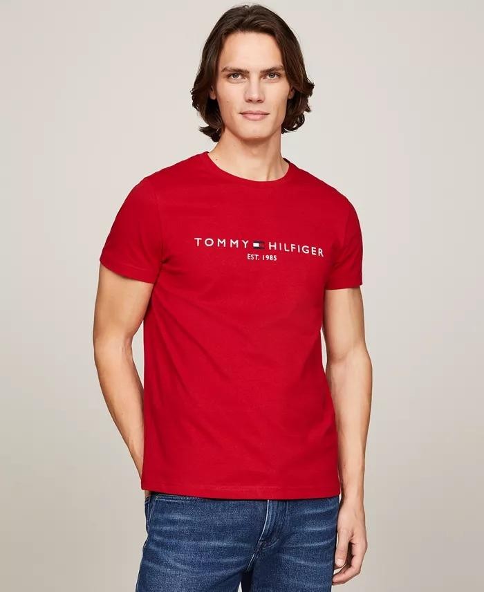 Translation missing: en.Tommy Hilfiger Men's Embroidered Logo Slim-Fit Crewneck T-Shirt - Primary Red-XL