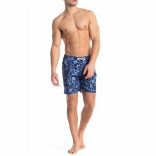 Translation missing: en.Trunks Surf &amp; Swim Co. Sano Printed Swim Trunks Hibiscus Floral Blue-XL