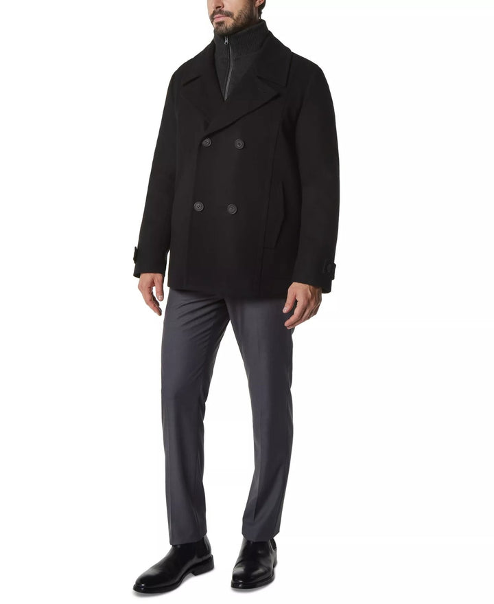 Translation missing: en.Marc New York Men's Danton Peacoat with Inset Bib Wool Blend Black-Size XL