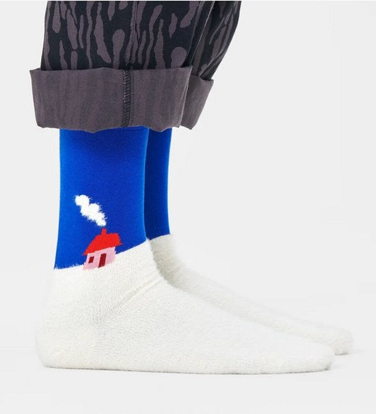 Translation missing: en.Happy Socks Comfy Welcome Home Crew Socks Blue White-M8-12 Women10-12.5