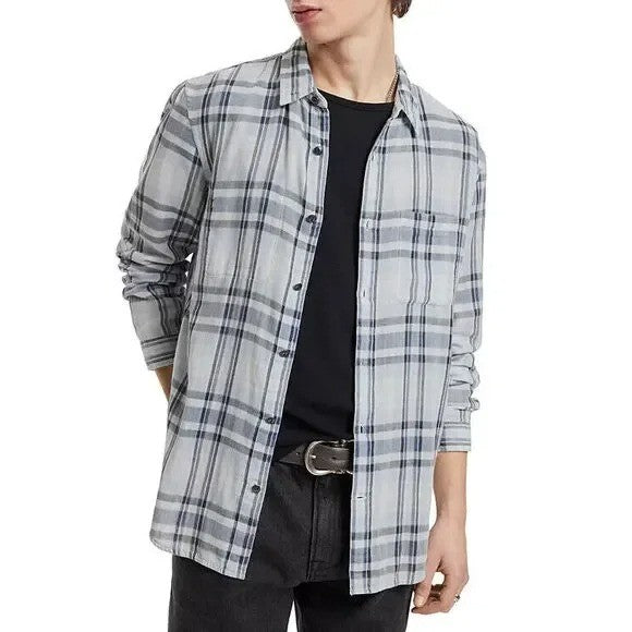 Translation missing: en.John Varvatos Mens Neil Regular Fit Reversible Button-Up Shirt Dusted Blue-2XL