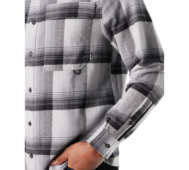 Translation missing: en.Bass Outdoor Flannel Shirt Men's Small Htr Gray Classic Fit Plaid Stretch Pocket
