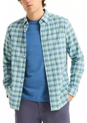 Translation missing: en.Nautica Men's Classic-Fit Plaid Button-Down Shirt - Antigua Surf-Small