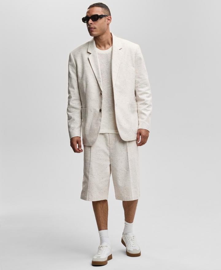 Translation missing: en.Mode of One Men's Relaxed-Fit Speckled Textured Cotton Blazer Ecru-Medium 36-38
