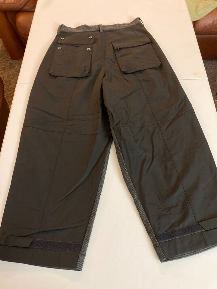 Translation missing: en.ZUCCa 7 GROSGRAIN COMBINATION Drop Crotch Cropped Pleated Trousers Grey-Small