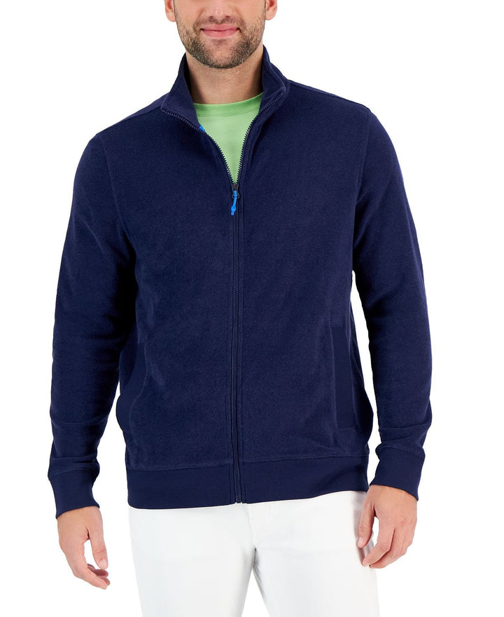 Translation missing: en.Club Room Men's Terry Towel Zip-Up Sweatshirt in Navy Blue-Medium
