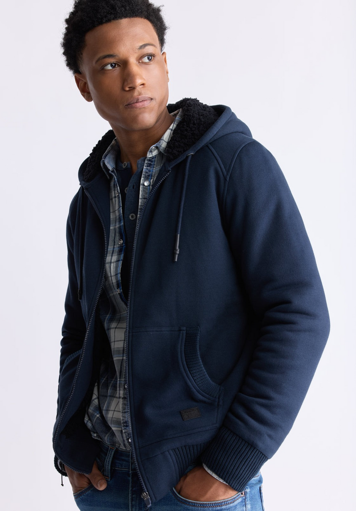 Translation missing: en.Buffalo David Men's Fasox Zip-Front Hooded Jacket Midnight Blue Reg Fit-Medium