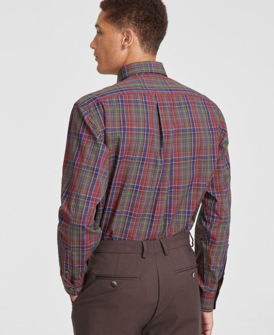 Translation missing: en.Club Room Men's Artesia Plaid Dress Shirt Performance Olive Multi-M15 32/33