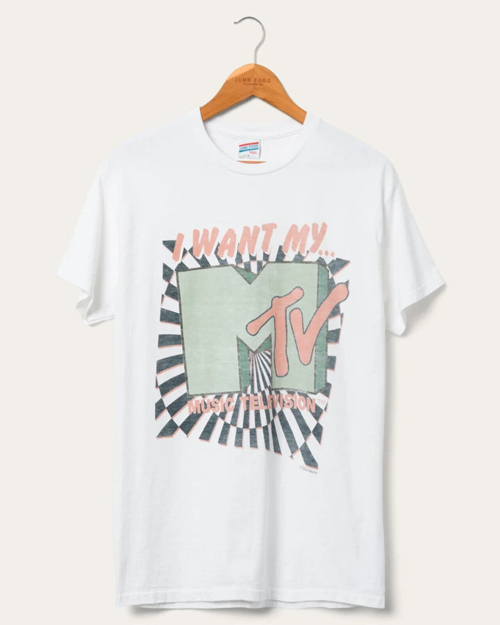 Translation missing: en.Junk Food Men's I Want My MTV Flea Market T-Shirt in White-Small