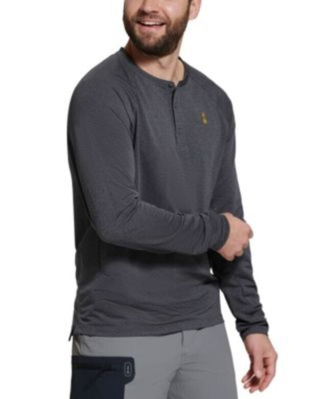 Translation missing: en.Bass Outdoor Men's L/S Hilltop Henley Shirt in Asphalt Grey-Large