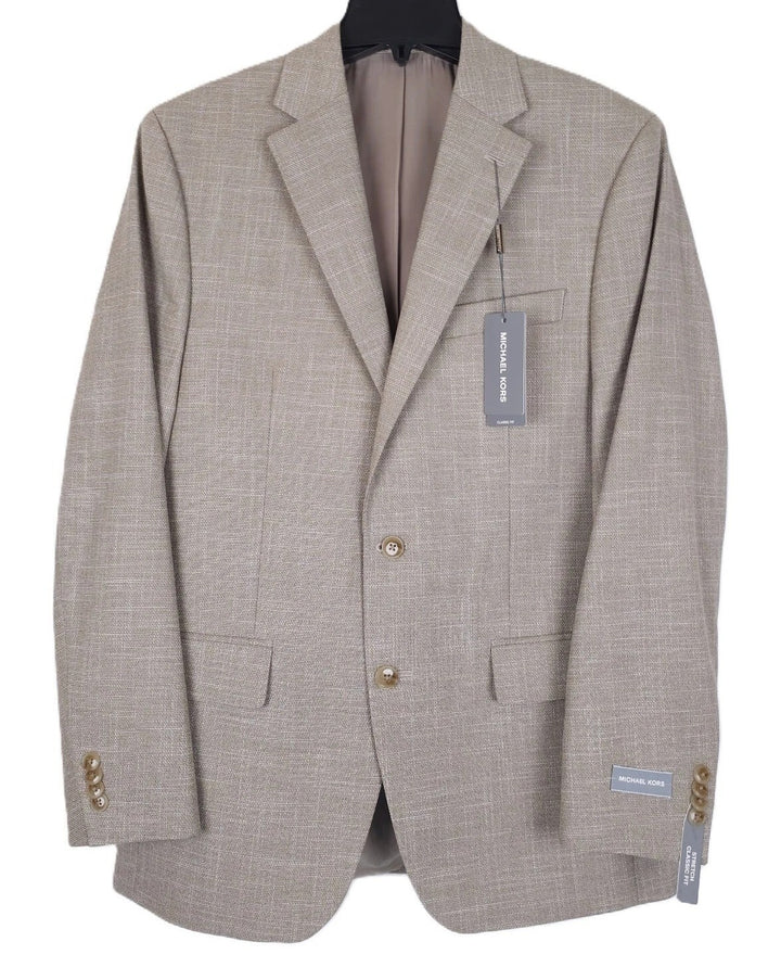 Translation missing: en.Michael Kors Kent Sport Coat Mens 42L Tan Classic-Fit Solid Fully Lined Stretch