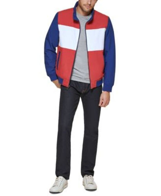 Translation missing: en.Club Room Men's Regular-Fit Color Block Bomber Jacket Red/White/Blue-Medium