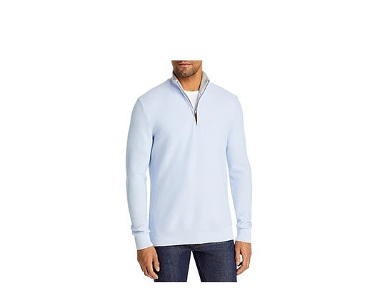 Translation missing: en.The Men's Store Cotton Birdseye Regular Fit Half Zip Mock Neck Sweater Blue-Med