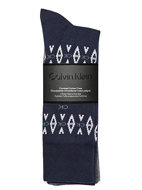 Translation missing: en.Calvin Klein Men's Fair Isle/Mixed Crew Dress Socks, 4-Pk.Blue Asst.-7-12