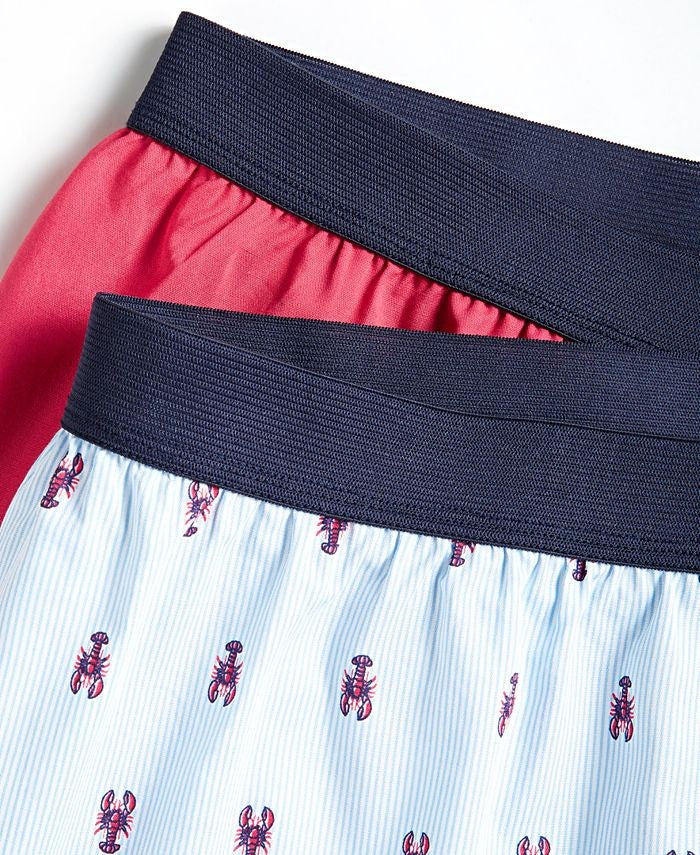 Translation missing: en.Club Room Men's 2-Pk. Lobster &amp; Solid Boxer Shorts Blue/Rasperry-Medium