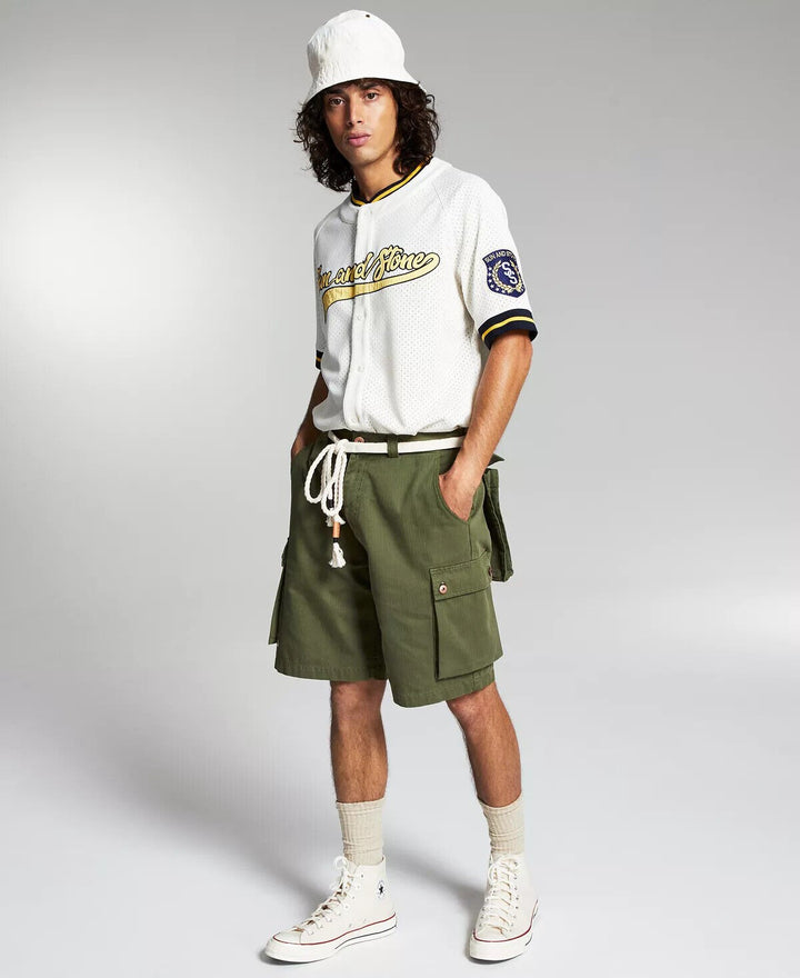Translation missing: en.Sun + Stone Mens Ouigi Theodore Cargo Shorts in Ivy Green-Size 34