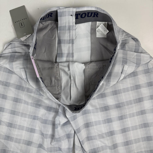 Translation missing: en.PGA TOUR Men's 9in Shadow Plaid Golf Shorts Blue Gray Size 32 Active Waistband