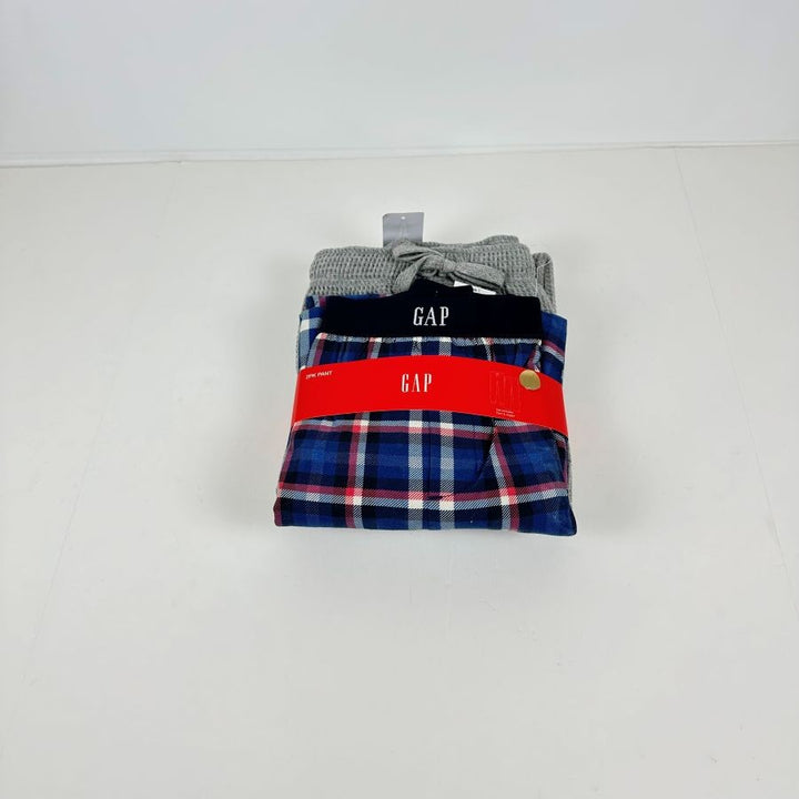 Translation missing: en.Gap Mens 2Pk. Waffle-Knit Jogger-Leg Pajama Pants Gray Heather/Blue Plaid-XL