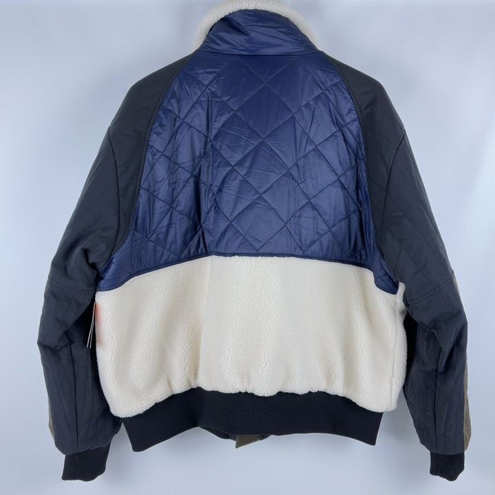 Translation missing: en.Bass Outdoor Men's Mixed-Media Full-Zip Bomber Jacket - Antique White Multi-XL