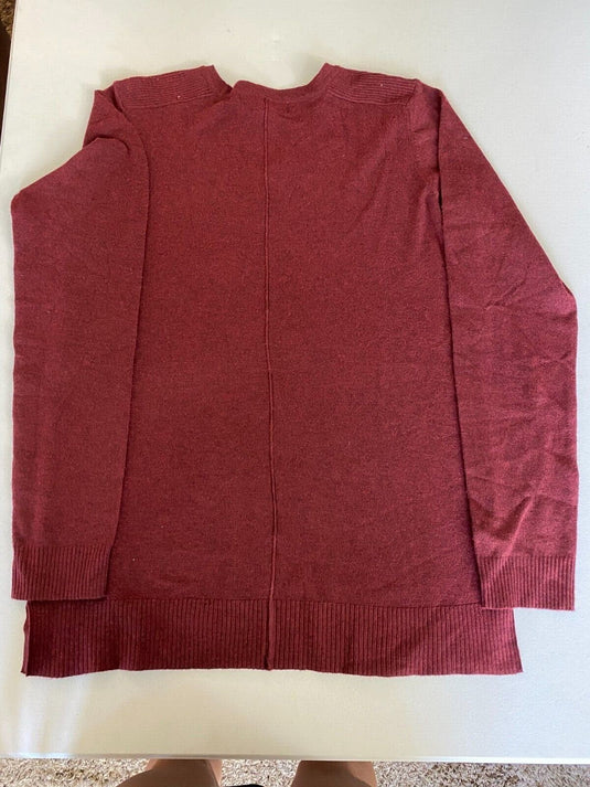 Translation missing: en.Karen Scott Plush Seamed Sweater, Merlot- Sz S