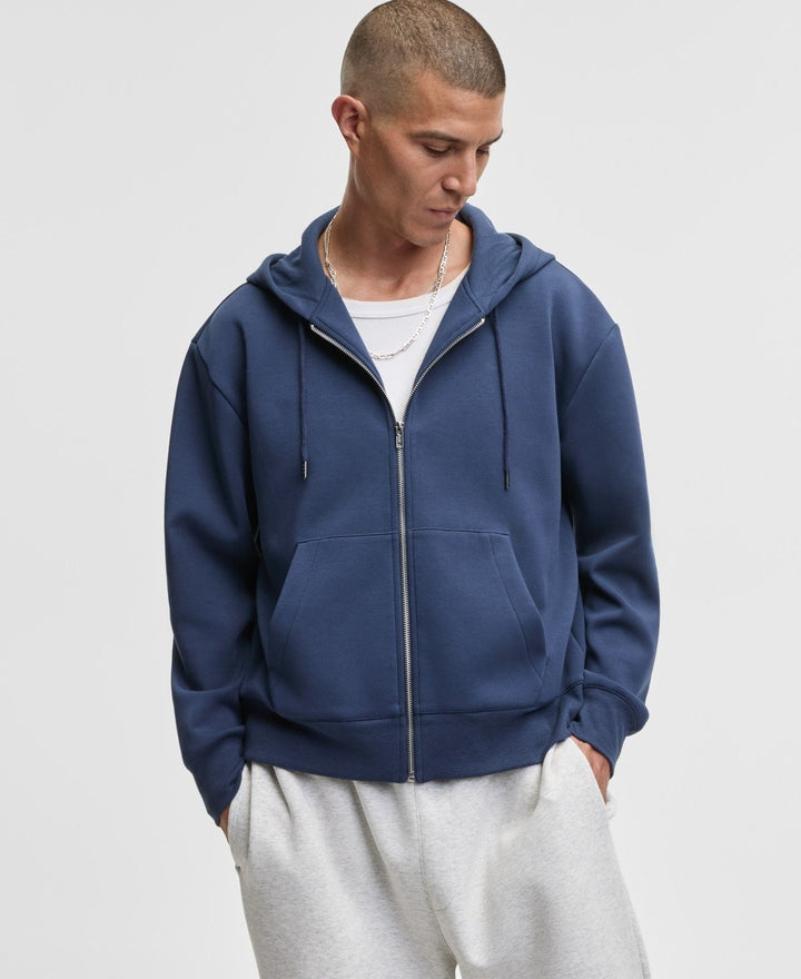 Translation missing: en.Mode of One Men's Full-Zip Scuba Knit Hoodie Caspian Blue Relaxed Fit- Medium
