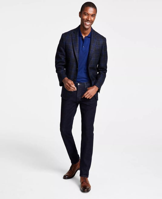 Translation missing: en.Michael Kors Keates Men's Classic Fit Wool Blend Sport Coat Charcoal/Navy-38R