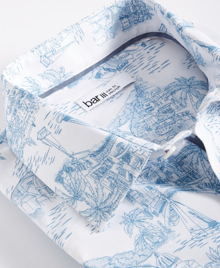 Translation missing: en.Bar III Dress Shirt Men's S 14-14.5 32/33 Multi Slim-Fit Amalfi Scenic Stretch