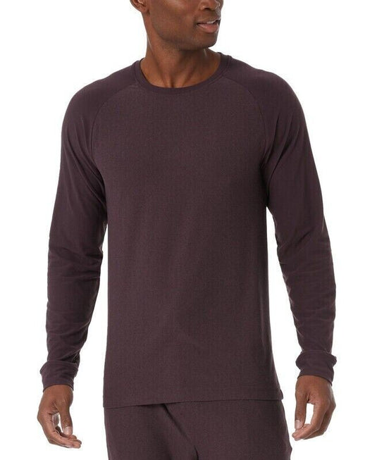 Translation missing: en.32 Degrees Men's Raglan Long-Sleeve Sleep T-Shirt in Heather Rich Plum-Small
