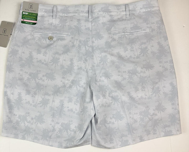 Translation missing: en.PGA TOUR Golf Shorts Gray Dawn Size 40 Shadow Palm Printed 8in Inseam  Stretch