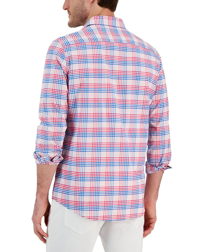 Translation missing: en.Club Room Men's Malia Classic-Fit Plaid Button-Down Tech Shirt Pink Combo-XL
