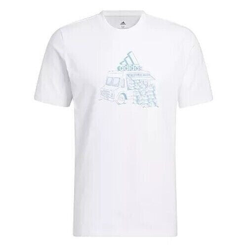 Translation missing: en.adidas Men's Crewneck Food Truck Graphic T-Shirt White/Pulse Blue-Medium