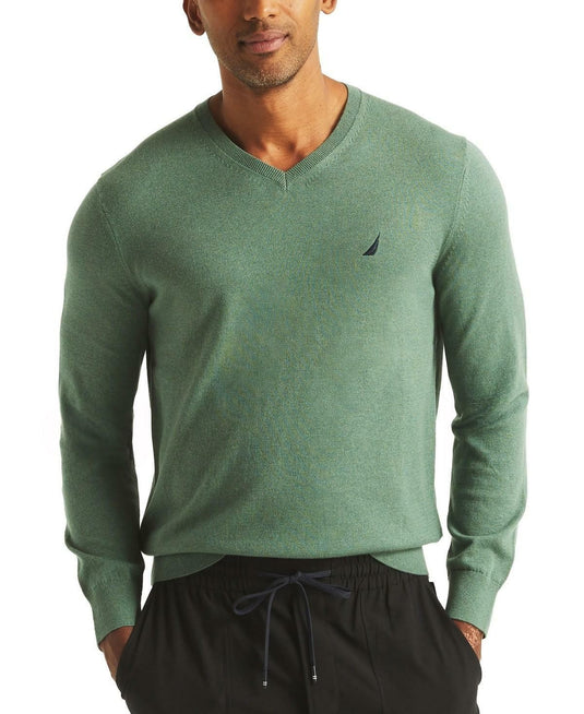Translation missing: en.Nautica Navtech V-Neck Sweater Size XL Artic Heather Green Classic Fit Stretch