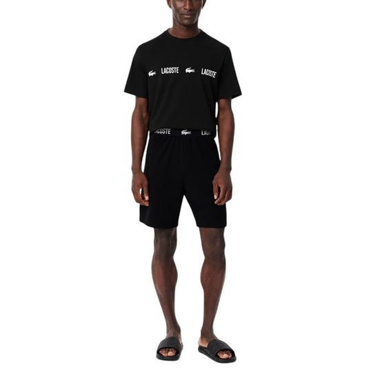 Translation missing: en.Lacoste Men's Straight Fit Logo Band Pajama Shorts Black-Size Small Cotton Blend