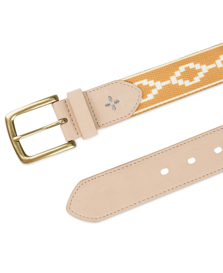 Translation missing: en.Sun + Stone Men's Faux Leather Printed Fabric Belt Gold-Size L/XL